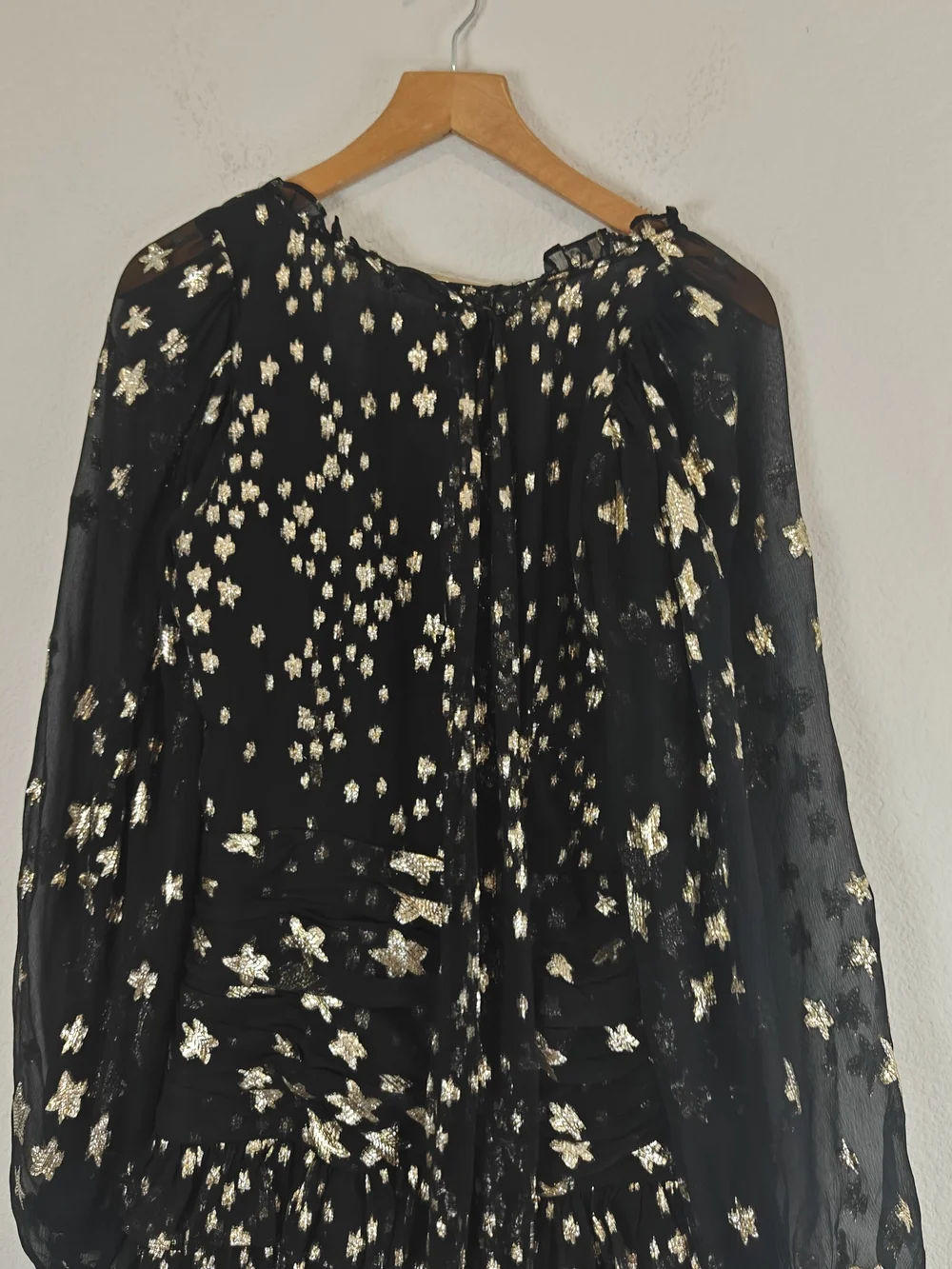 LoveShackFancy Rina Metallic Star Mini Dress Silk Blend Fairytale Party Sz 2 - Picture 13 of 16